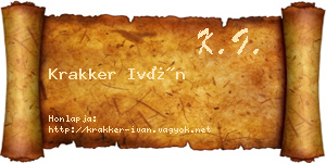 Krakker Iván névjegykártya